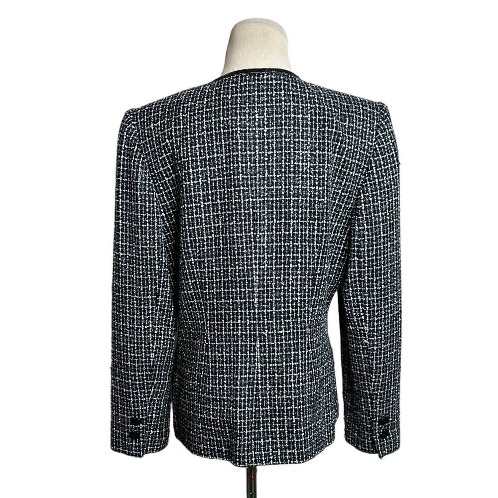 Sag Harbor black tweed sequin trim detail button blazer size 12 - Picture 2 of 10